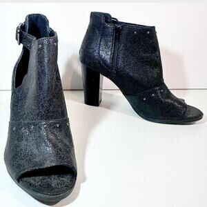 Simply Vera Faux Leather Peep-Toe Studded Booties Size 9 Goth Boho Moto Style